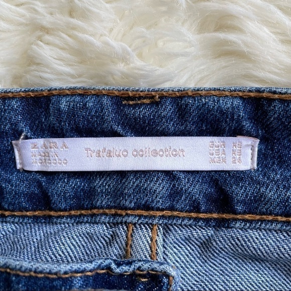 Zara Skirt Rose Flower Embroidered Denim Button Front Mini Blue Red XS - Picture 7 of 9